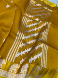 Yellow Banarasi Handloom Kora Silk Saree - Aura Benaras