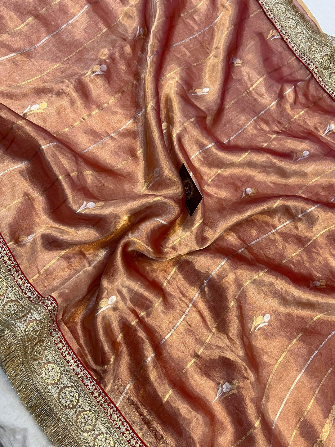 Rose Pink Pure Banarasi Handloom Tissue Silk Saree - Aura Benaras