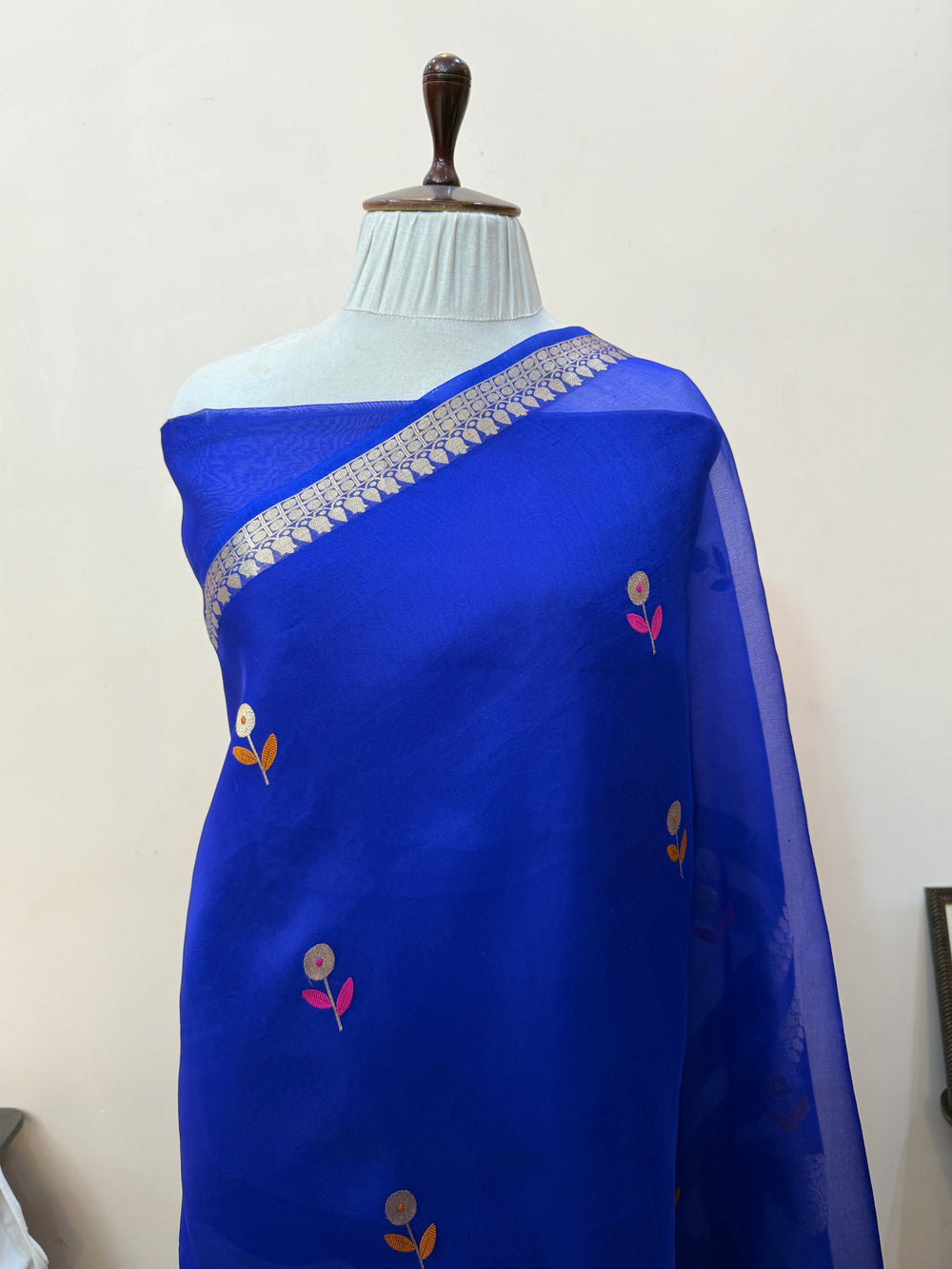 Royal Blue Silk Banarasi Saree with Kadhwa Zari & Meenakari