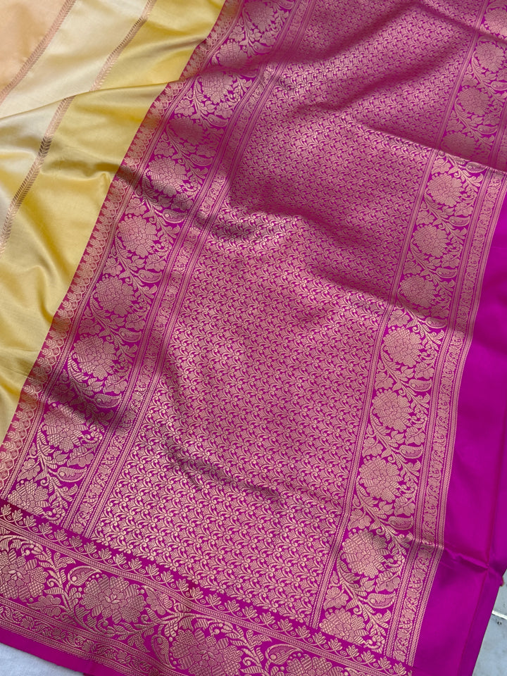 Cream Rangkaat Pure Katan Silk Banarasi Handloom Saree