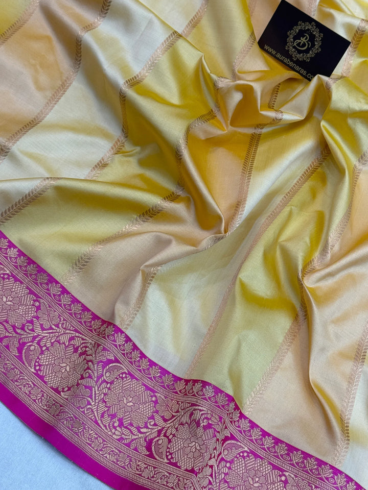 Cream Rangkaat Pure Katan Silk Banarasi Handloom Saree