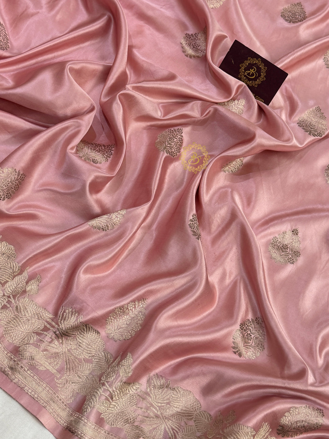 Pastel Pink Banarasi Mashru Silk Saree – Buy Pure Handloom 