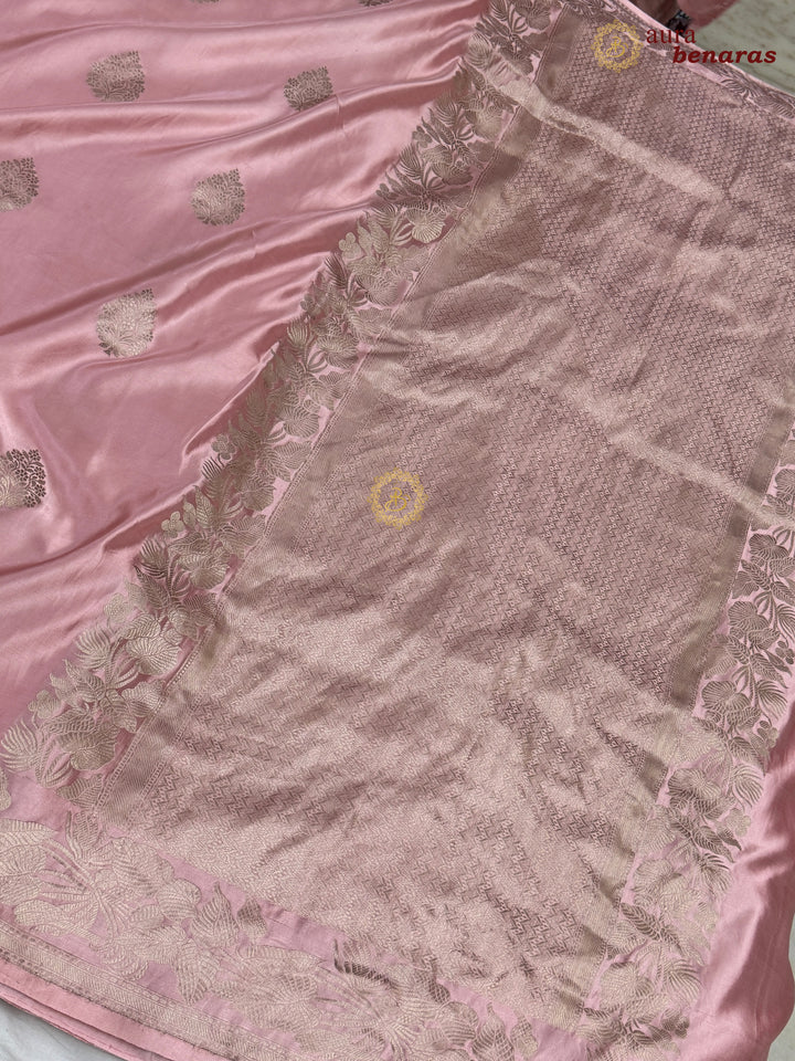Pastel Pink Banarasi Mashru Silk Saree – Buy Pure Handloom 