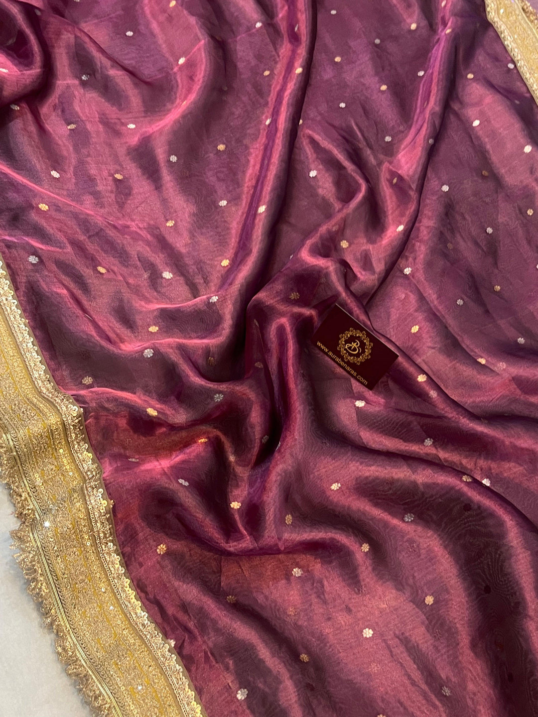 Purple Pure Banarasi Handloom Tissue Silk Saree - Aura Benaras