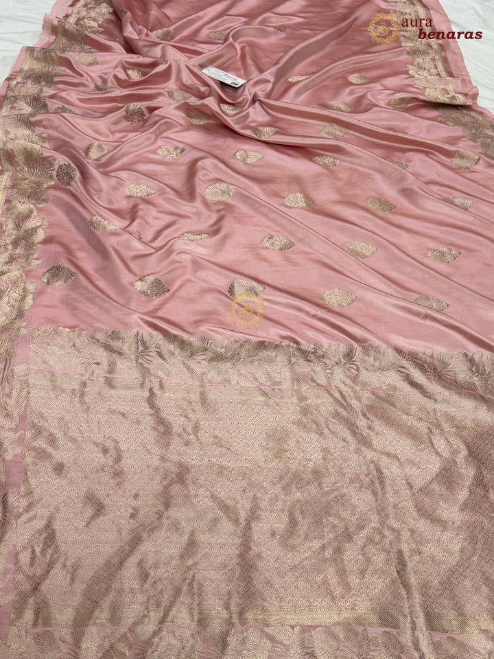 Pastel Pink Banarasi Mashru Silk Saree – Buy Pure Handloom 