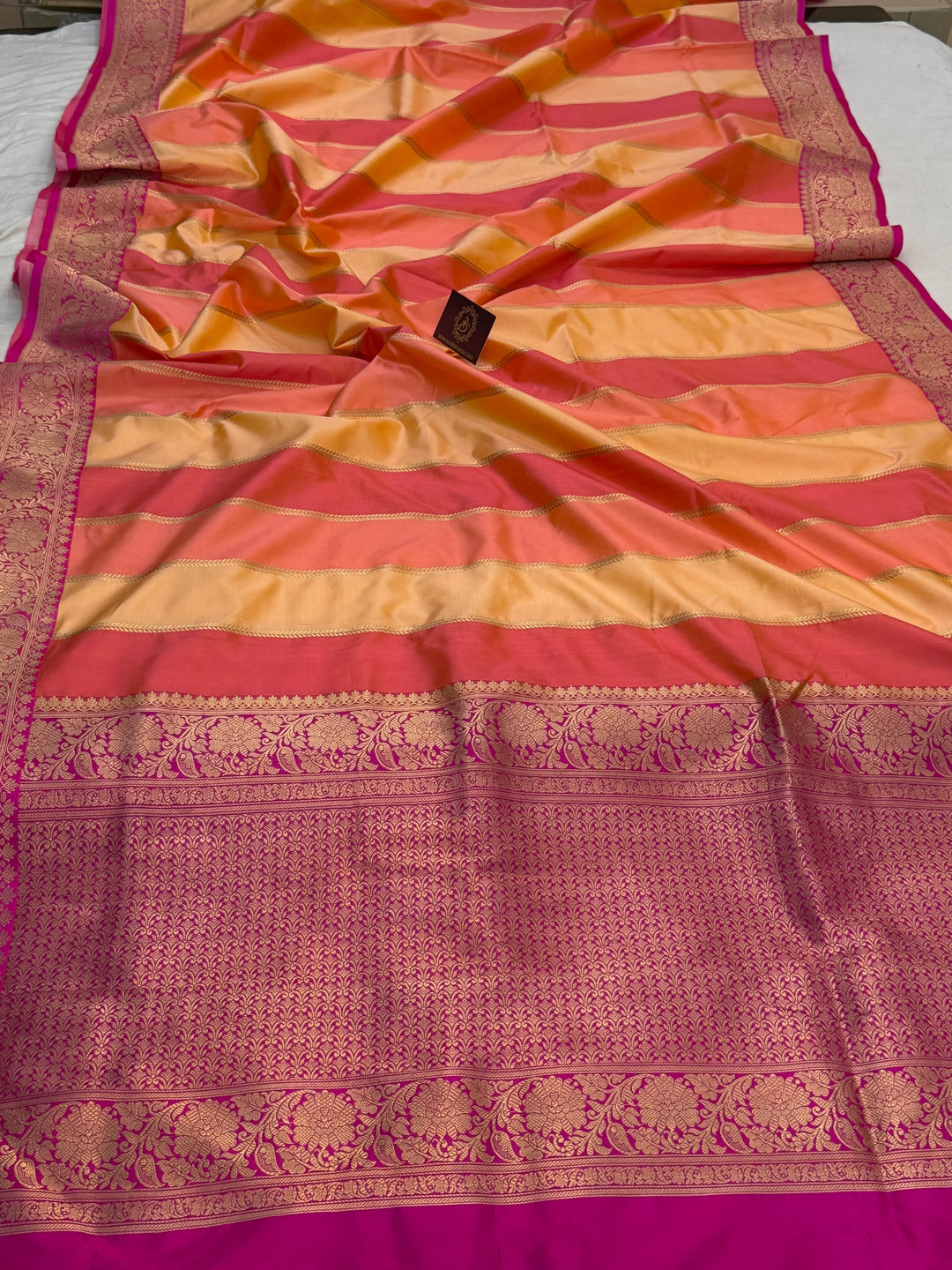 Peach Rangkaat Pure Katan Silk Banarasi Handloom Saree