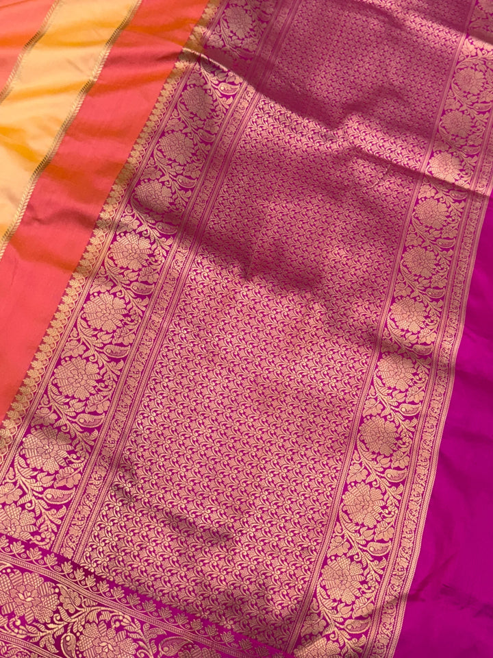 Peach Rangkaat Pure Katan Silk Banarasi Handloom Saree