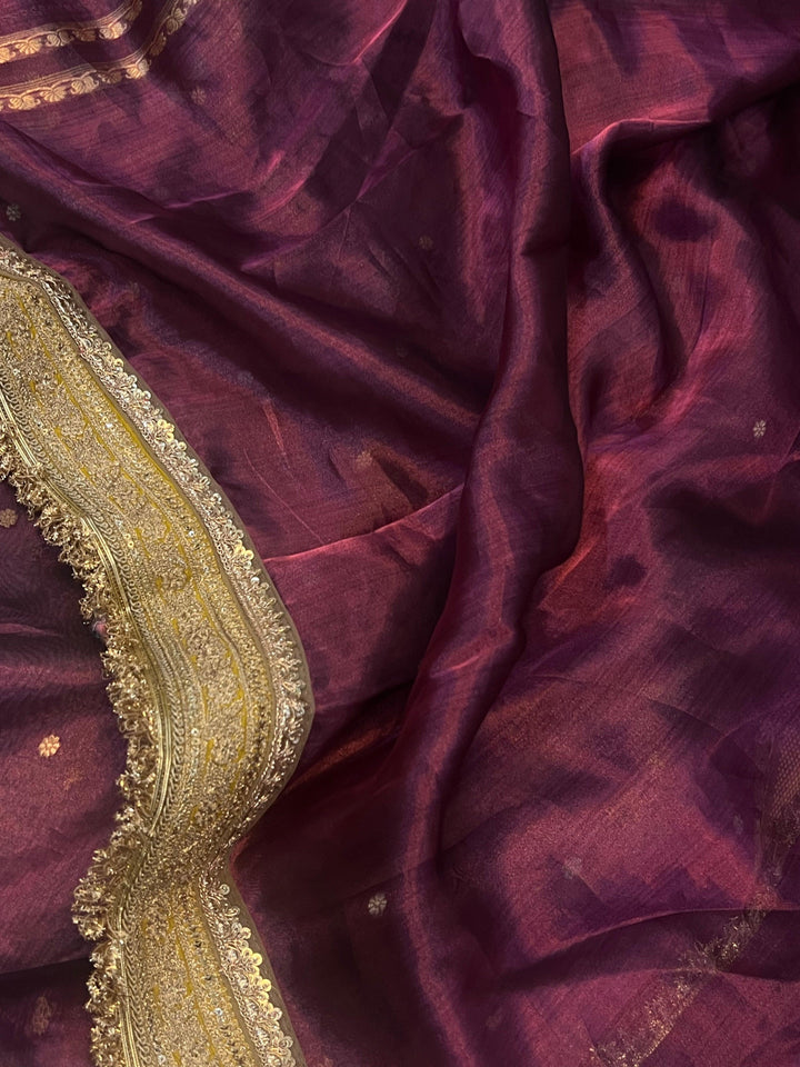 Purple Pure Banarasi Handloom Tissue Silk Saree - Aura Benaras