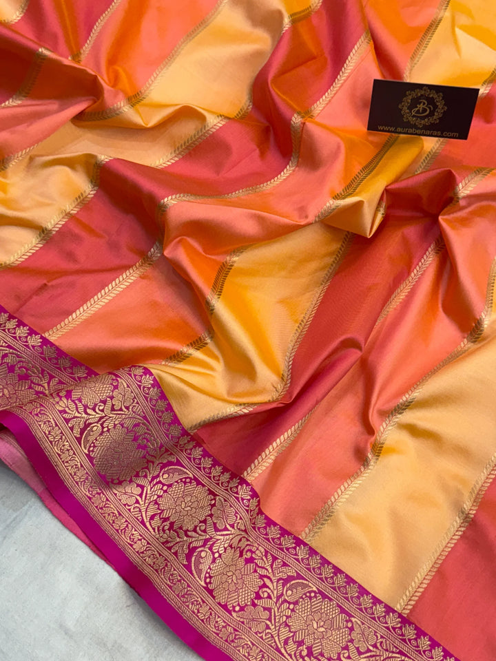Peach Rangkaat Pure Katan Silk Banarasi Handloom Saree