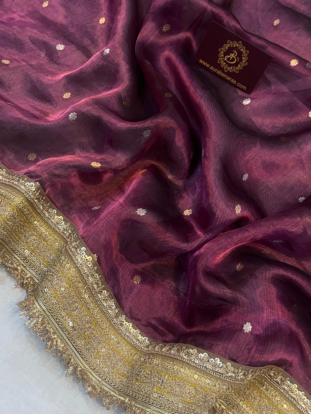 Purple Pure Banarasi Handloom Tissue Silk Saree - Aura Benaras