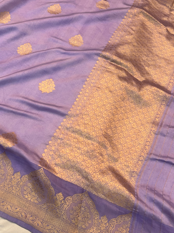Lavender Pure Banarasi Handloom Silk Saree