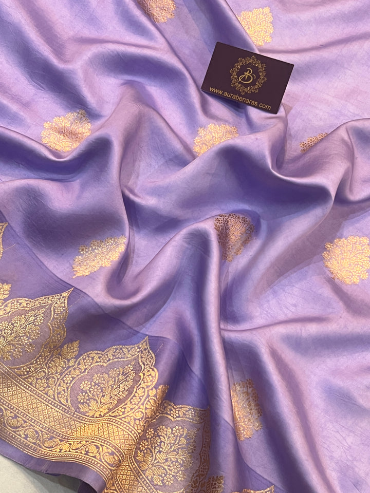 Lavender Pure Banarasi Handloom Silk Saree