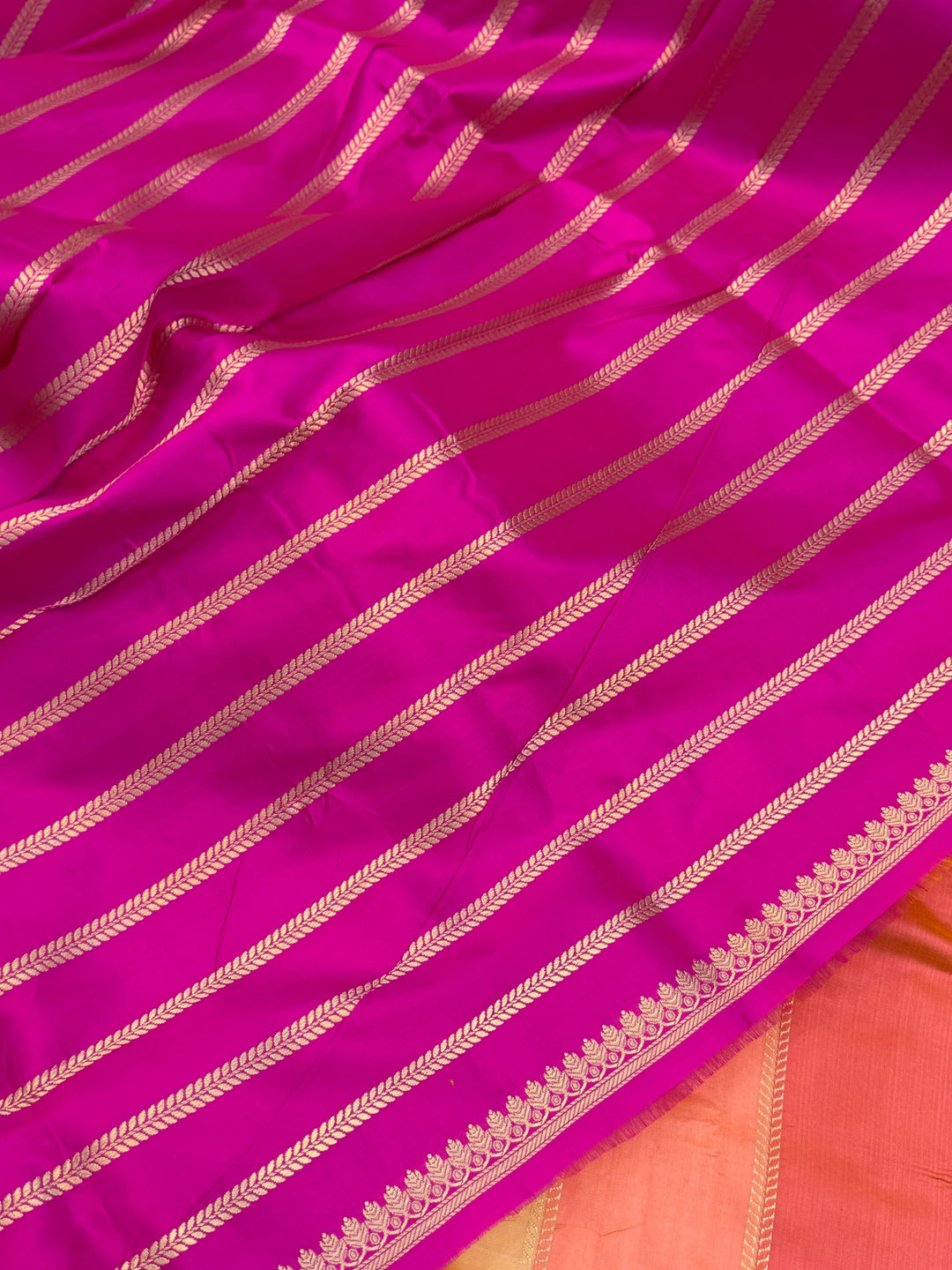 Peach Rangkaat Pure Katan Silk Banarasi Handloom Saree