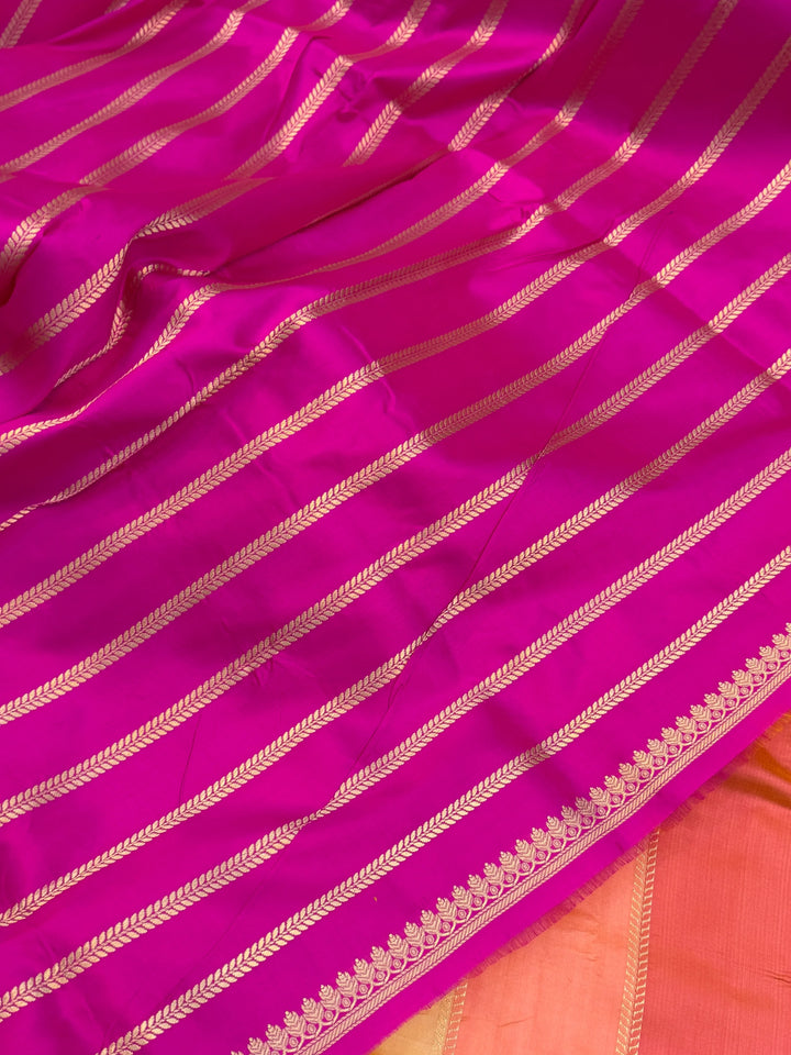 Peach Rangkaat Pure Katan Silk Banarasi Handloom Saree