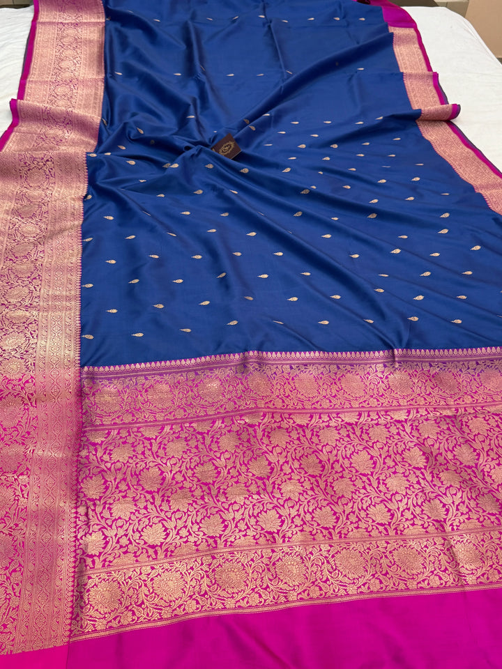 Royal Blue Pure Banarasi Handloom Katan Silk Saree
