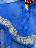 Blue Shaded Khaddi Chiffon Banarasi Handloom Saree