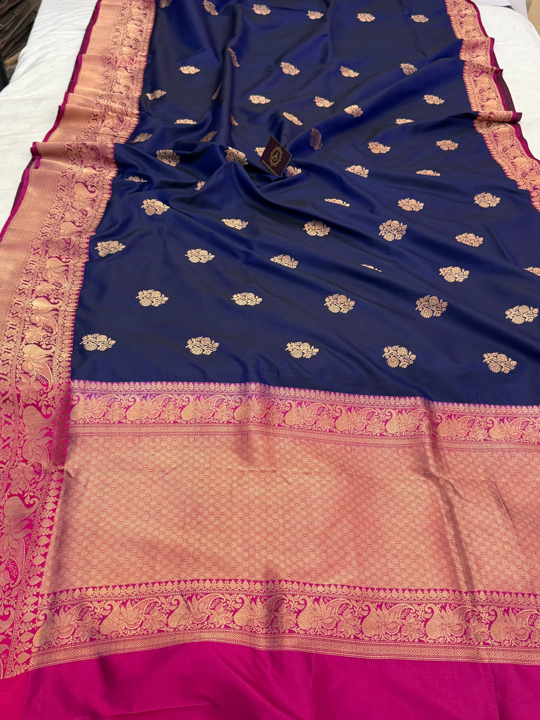 Indigo Blue Pure Banarasi Handloom Katan Silk Saree