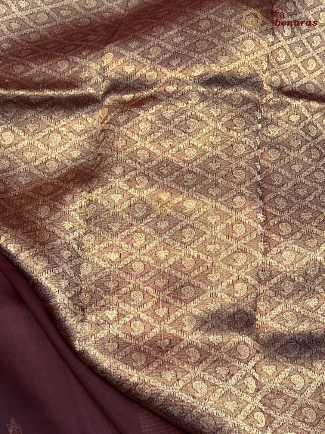 Yellow Maroon Shaded Kora Silk Banarasi Saree with Butis
