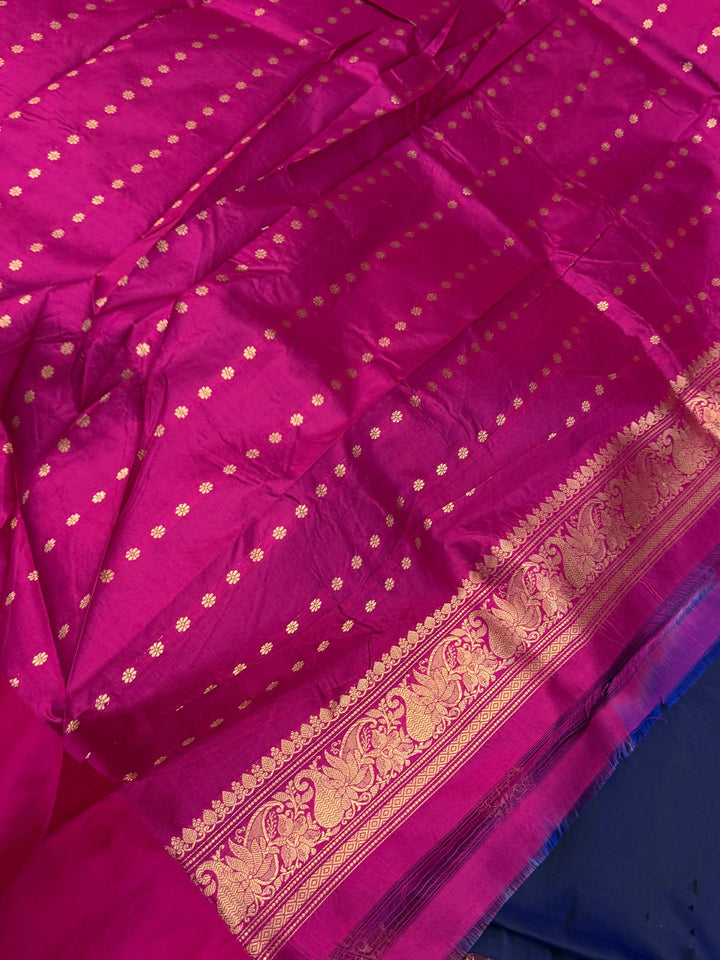 Indigo Blue Pure Banarasi Handloom Katan Silk Saree