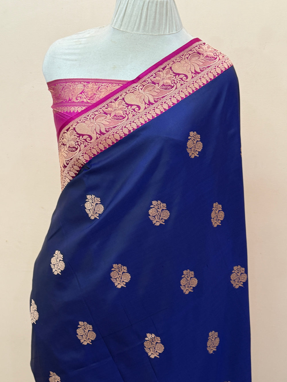 Indigo Blue Pure Banarasi Handloom Katan Silk Saree