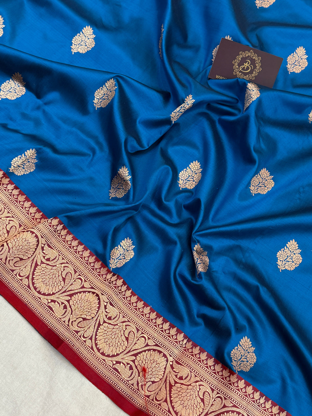 Persian Blue Pure Banarasi Handloom Katan Silk Saree
