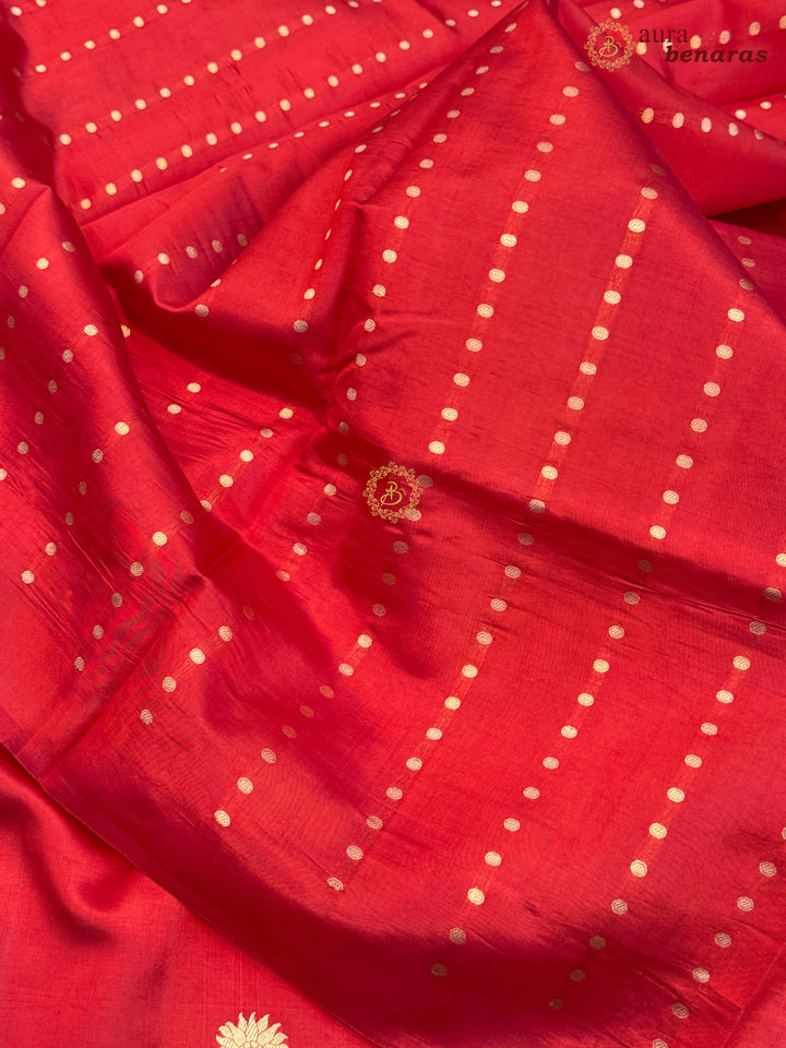 Red Pure Silk Handloom Banarasi Saree with Kadhwa Motifs