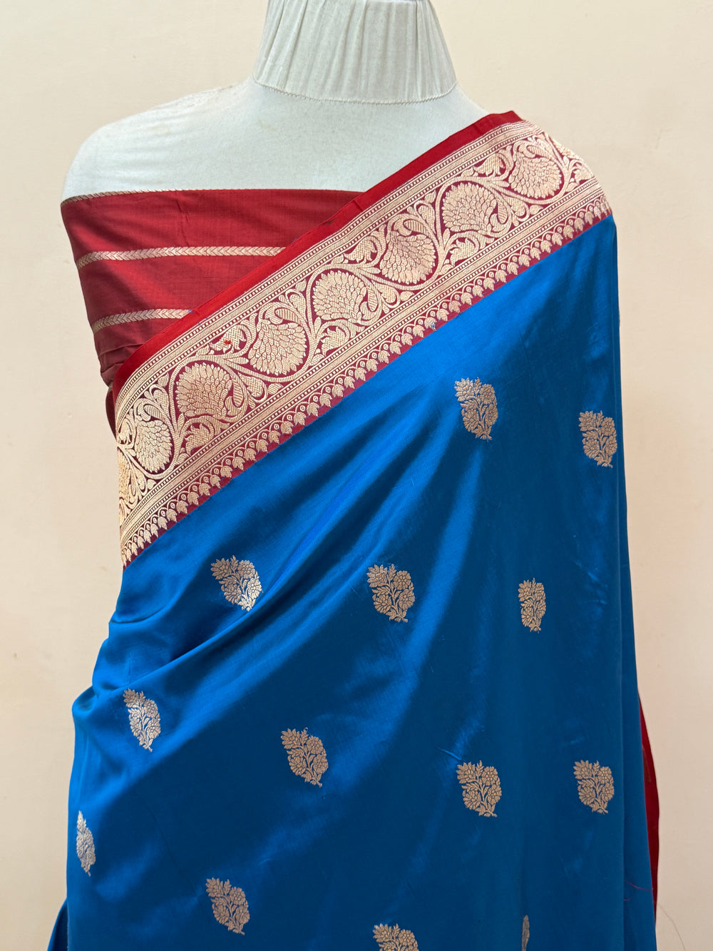 Persian Blue Pure Banarasi Handloom Katan Silk Saree