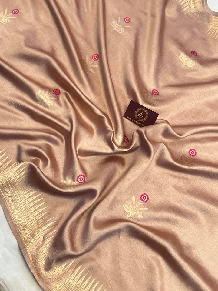 Dusty Rose Pure Banarasi Handloom Silk Saree | Aura Benaras
