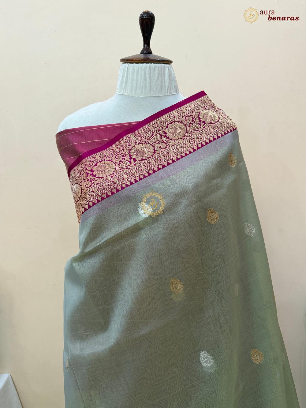 Mint Green Banarasi Handloom Kora Silk Saree