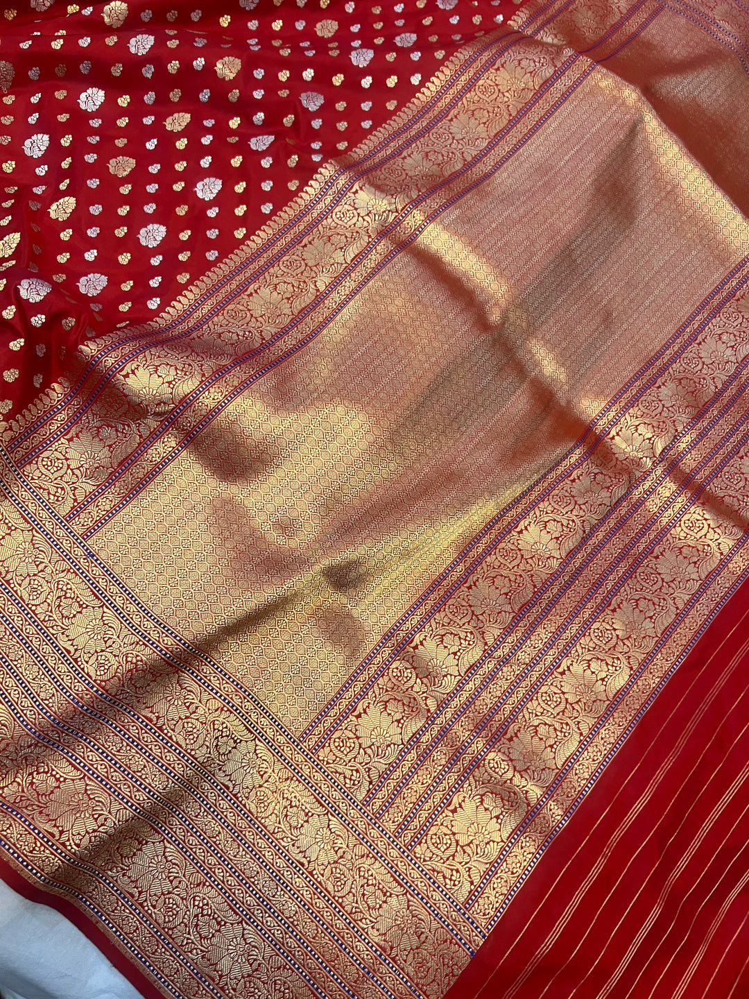 Deep Red Pure Banarasi Handloom Katan Silk Saree