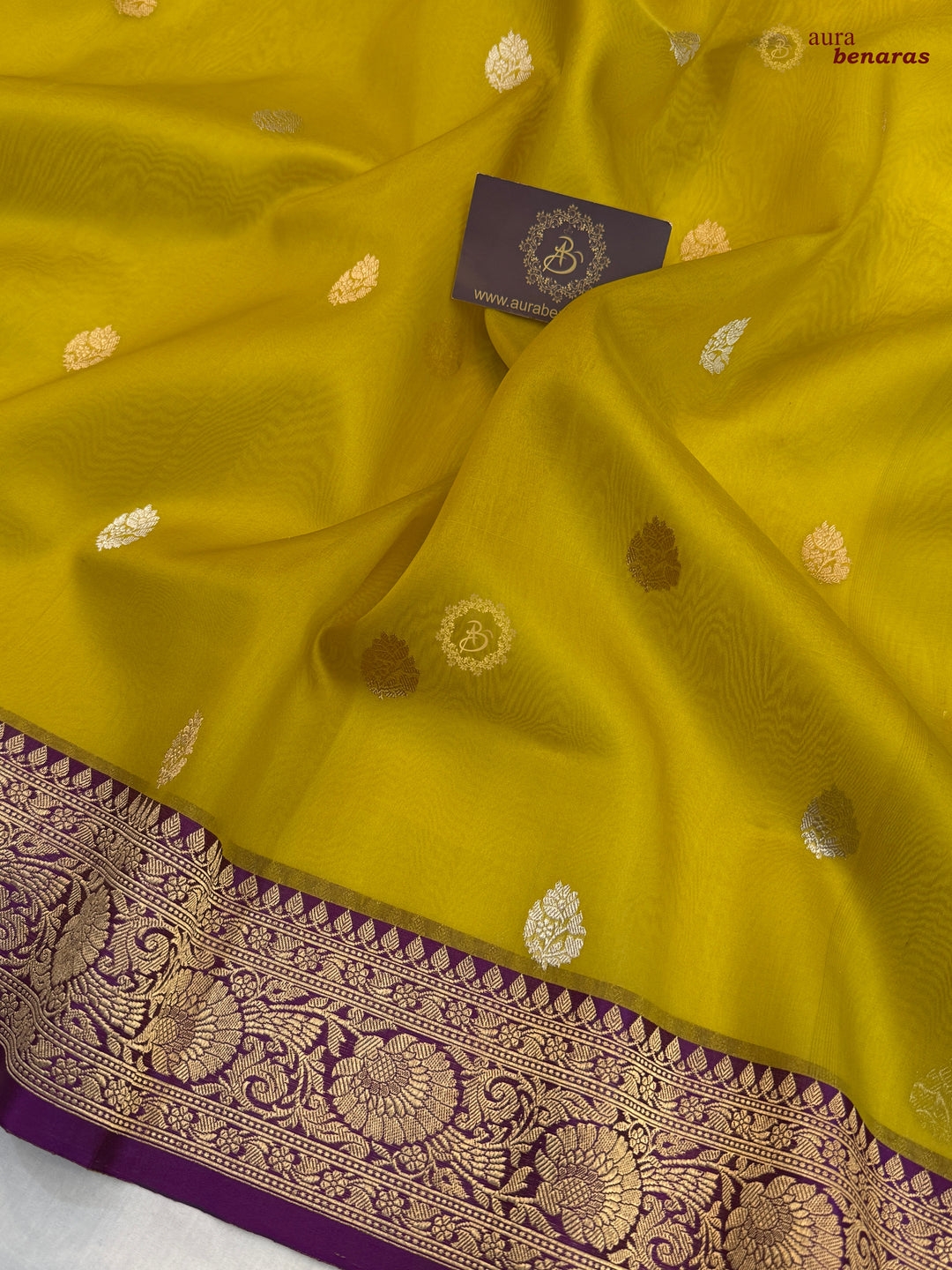 Neon Banarasi Handloom Kora Silk Saree
