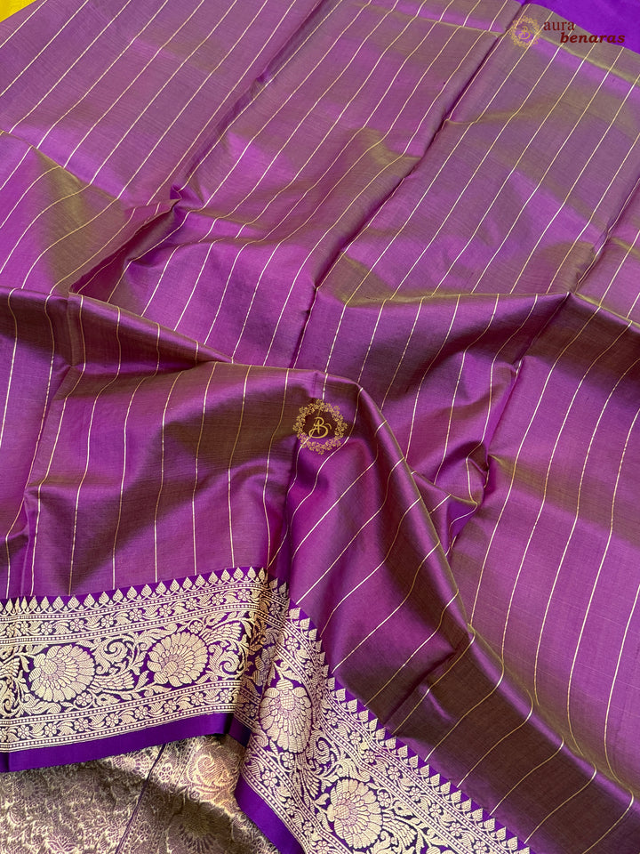 Neon Banarasi Handloom Kora Silk Saree