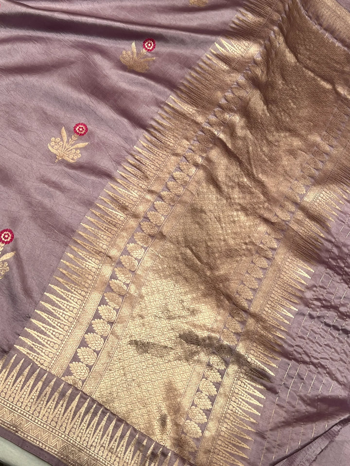 Lavender Pure Banarasi Handloom Silk Saree | Aura Benaras