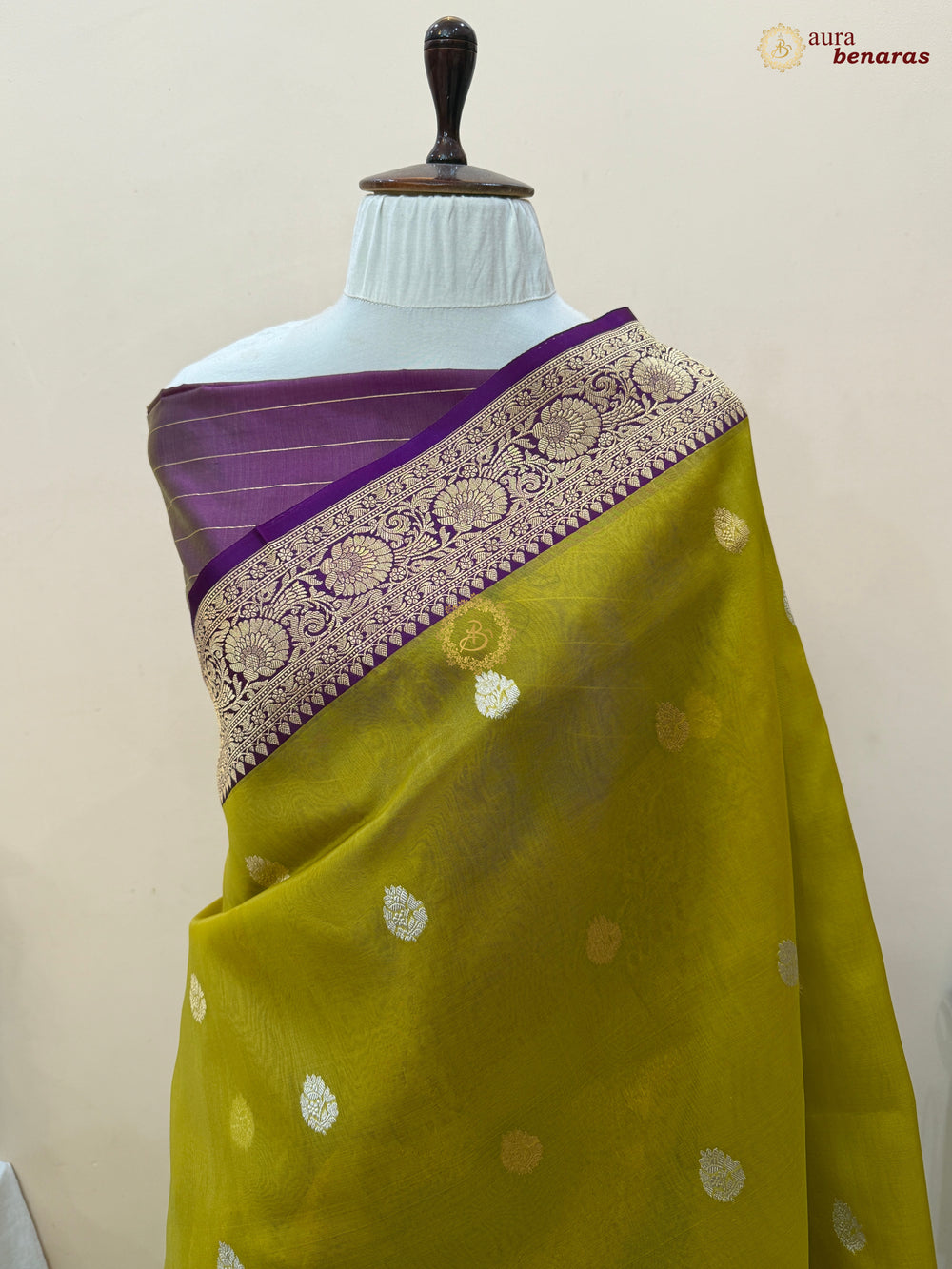 Neon Banarasi Handloom Kora Silk Saree
