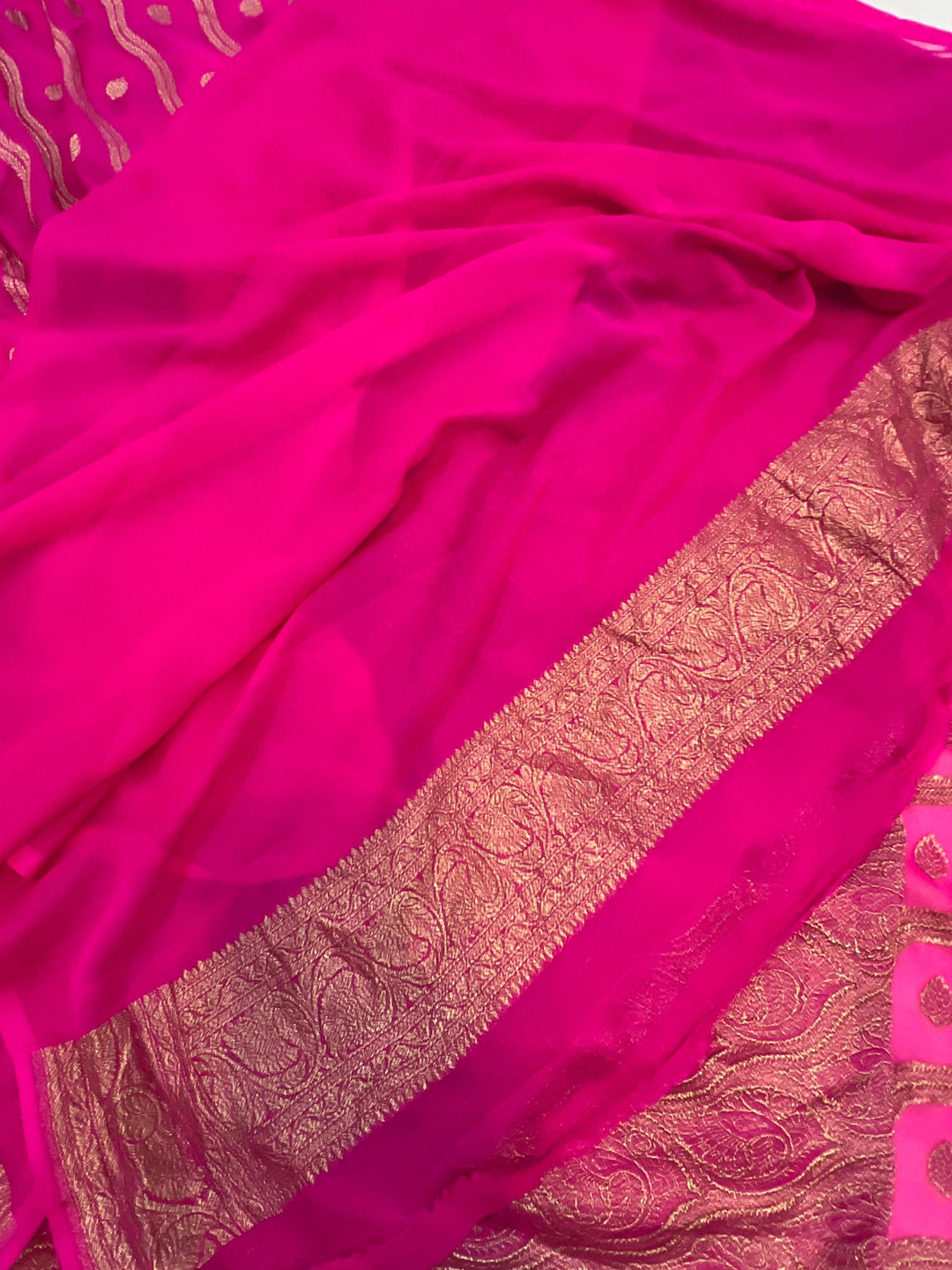 Rani Pink Pure Banarasi Khaddi Georgette Saree - Aura Benaras