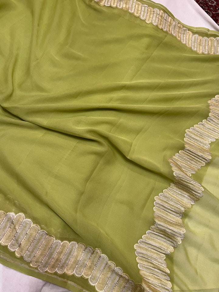 Pista Green Banarasi Saree for Weddings & Festivals 