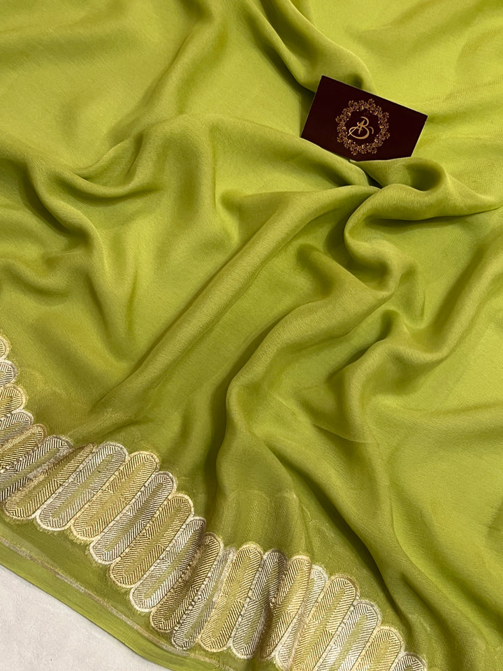 Pista Green Banarasi Saree for Weddings & Festivals 