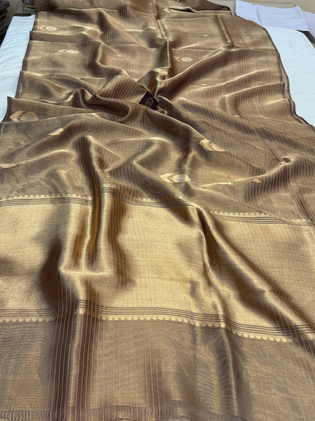 Brown Pure Tissue Silk Handloom Banarasi Saree