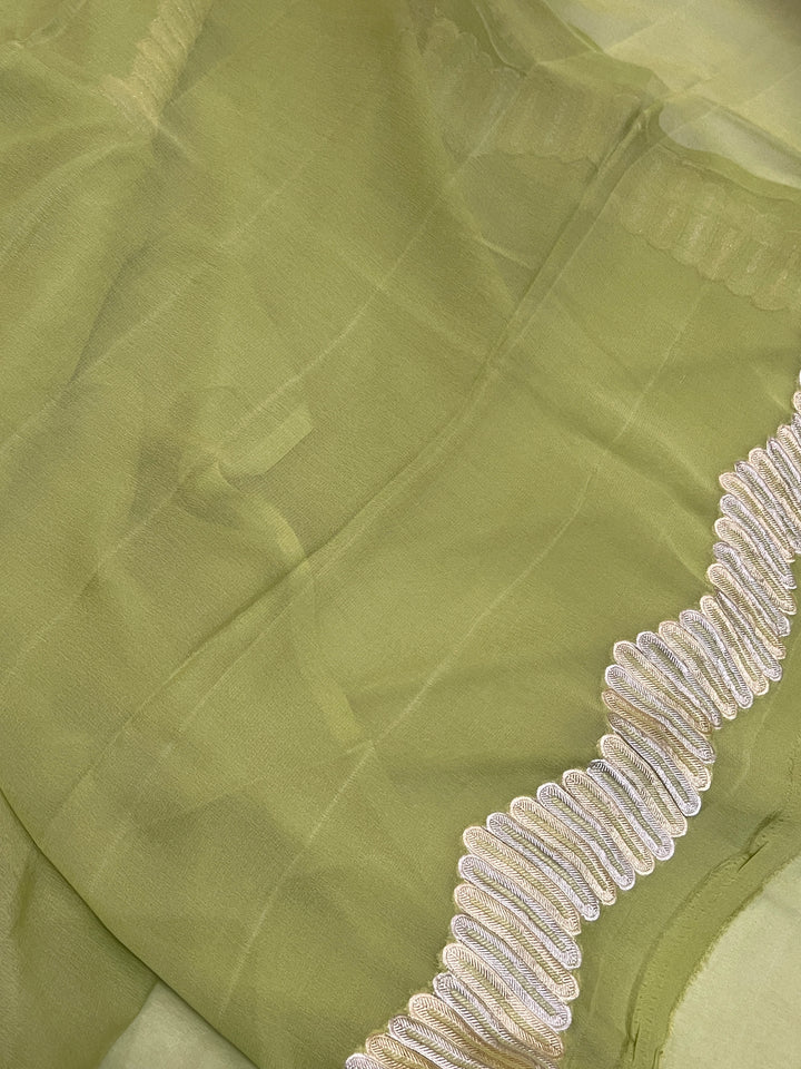 Pista Green Banarasi Saree for Weddings & Festivals 
