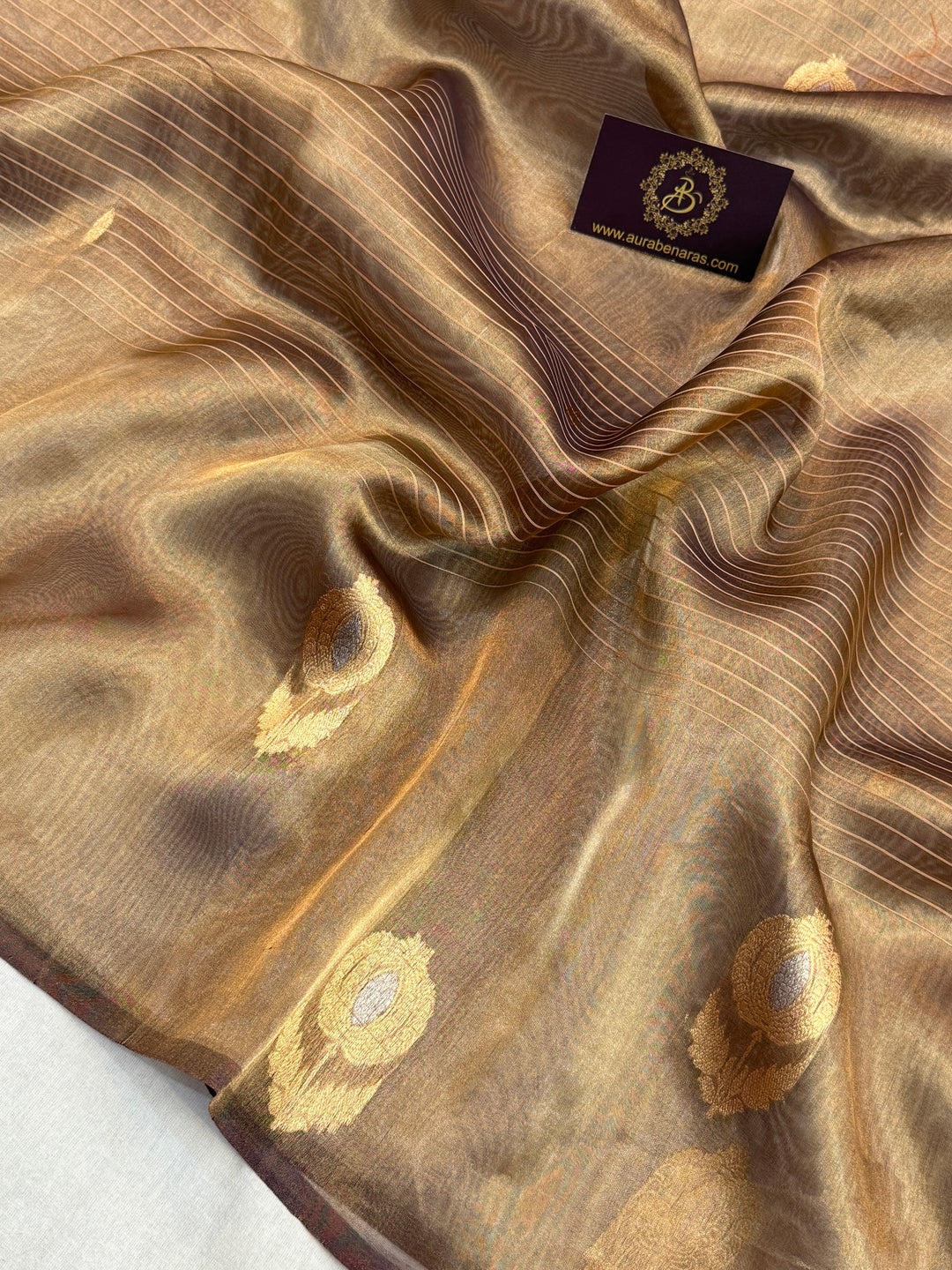 Brown Pure Tissue Silk Handloom Banarasi Saree