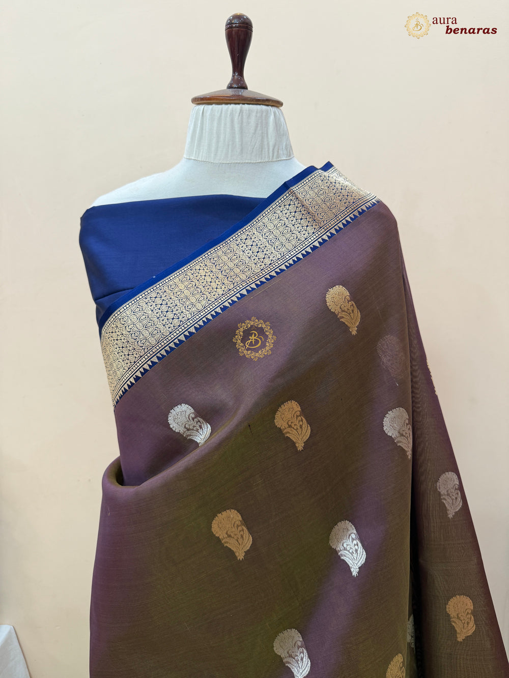 Brown Banarasi Handloom Kora Silk Saree