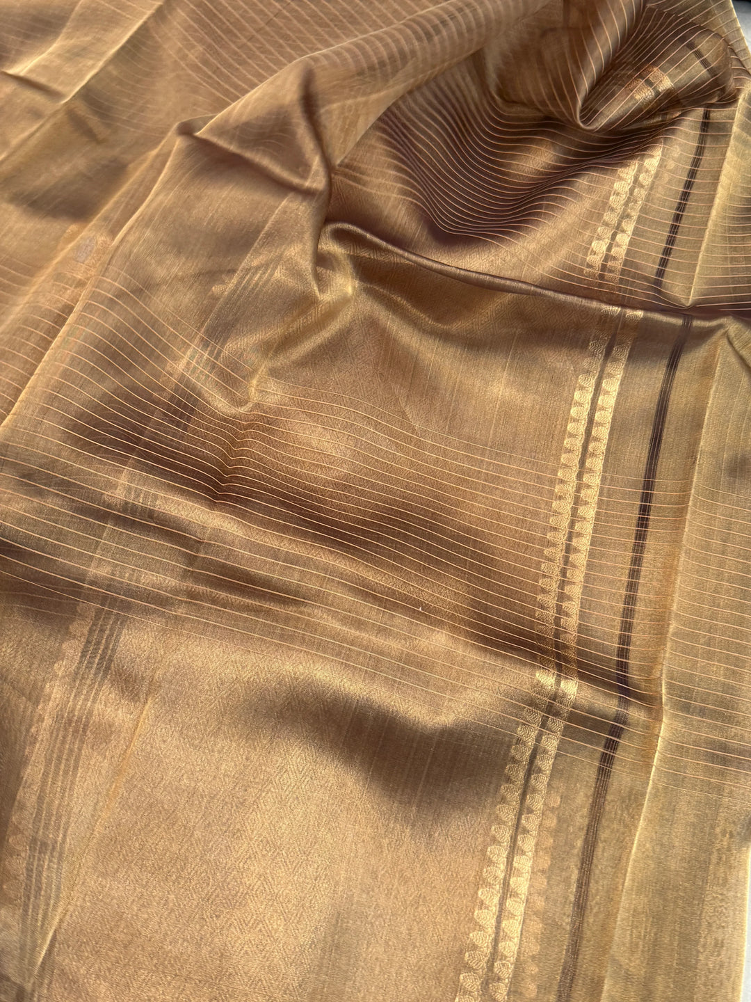 Brown Pure Tissue Silk Handloom Banarasi Saree