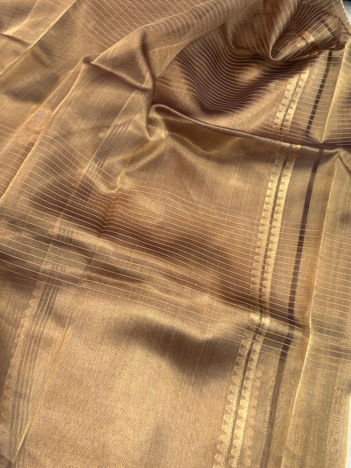 Brown Pure Tissue Silk Handloom Banarasi Saree