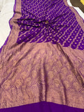 Purple Pure Banarasi Khaddi Georgette Saree - Aura Benaras