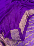 Purple Pure Banarasi Khaddi Georgette Saree - Aura Benaras