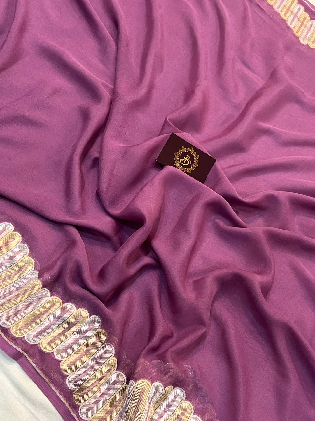 Mauve Pure Banarasi Khaddi Georgette Saree - Aura Benaras