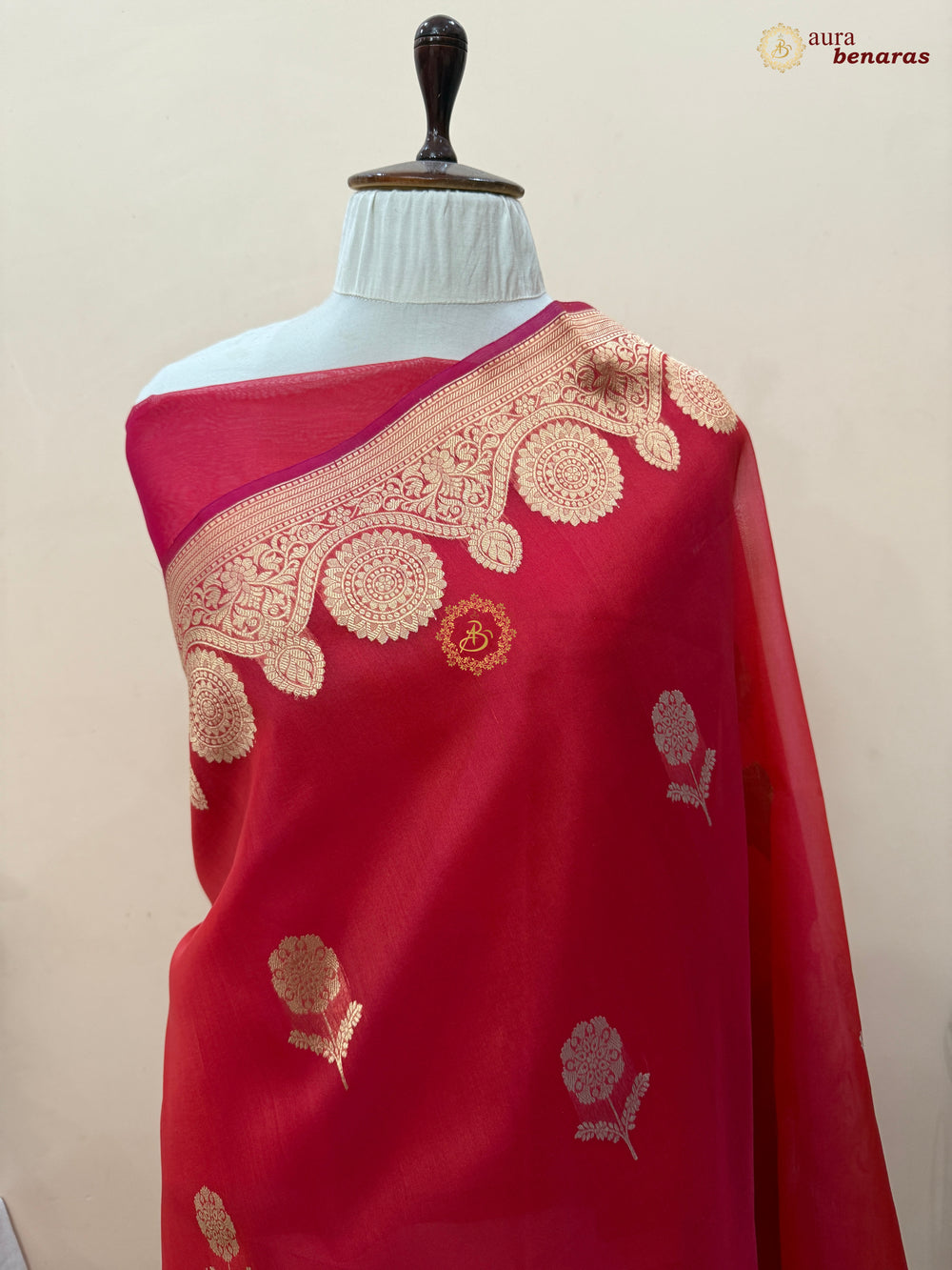 Hot Pink Pure Banarasi Handloom Kora Silk Saree