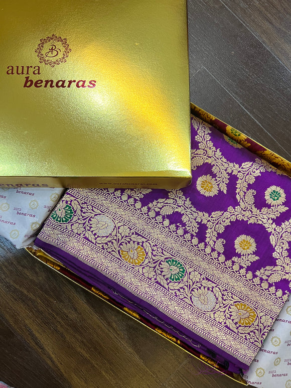 Magenta Purple Pure Banarasi Handloom Katan Silk Saree