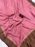Onion Pink Pure Banarasi Khaddi Crepe Silk Saree - Aura Benaras