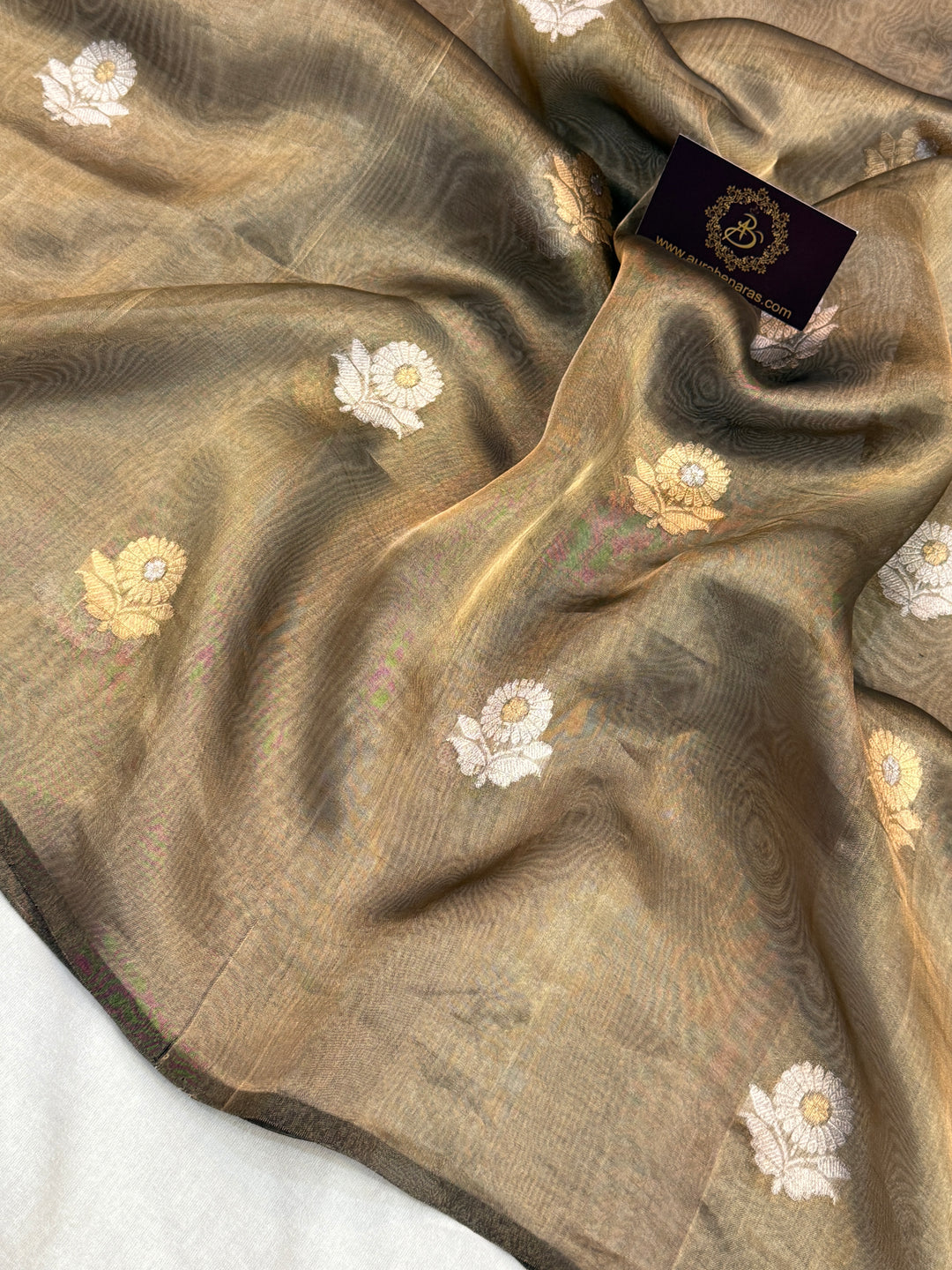 Bottle Green Pure Tissue Silk Handloom Banarasi Saree